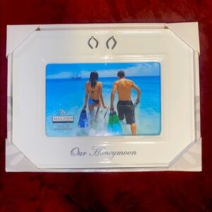 Our Honeymoon 4x6 Ceramic Photo Frame - Wedding
